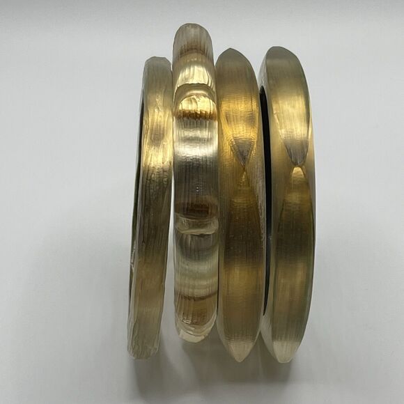 Alexis Bittar Clear‎ Cream Golden Frosted Lucite Bracelet Lot of 5 Quiet Luxury - Picture 6 of 16